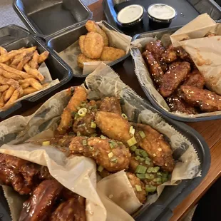 BBQ, Teriyaki. Korean Spicy, Thai Chili Wings