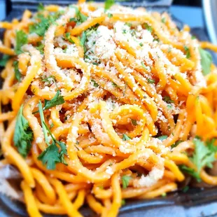 a closeup of a plate of pasta