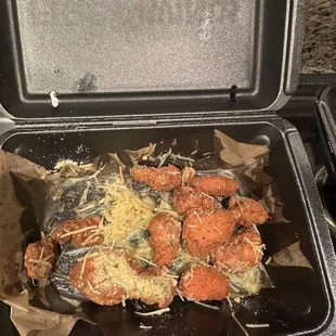 Boneless Garlic Parmesean - 10 PIECES - most of these pieces and the rest of the boneless wings in our order were ridiculous small!