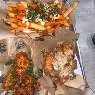 fire fries garlic parmesan wings &amp; saigon street wings