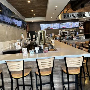 a view of the counter and seating area