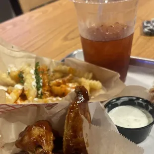 Buffalo wings and fire fries yum