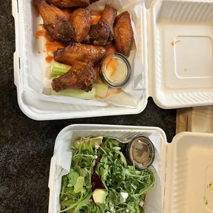 Fire Fried Wings and Beet and goat cheese Salad