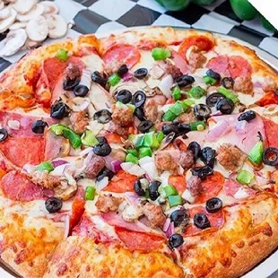 a close up of a pizza