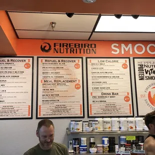 menus on the wall