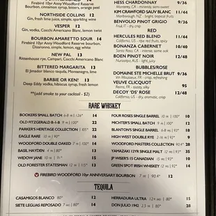 Drink menu 12/19/23