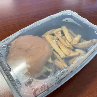 cheeseburger and fries