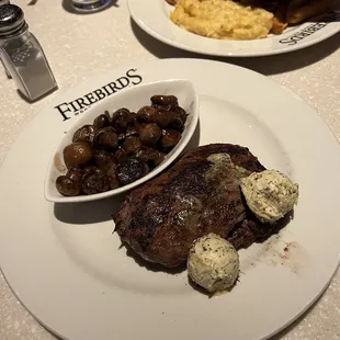 Garlic butter steak and mushrooms