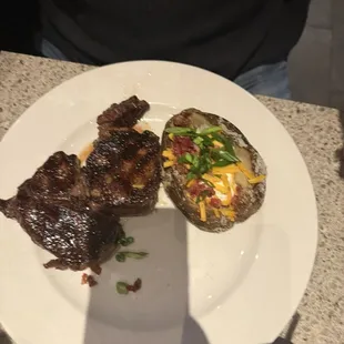 Aged Ribeye* with Loaded Baked Potato