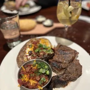 Ribeye and loaded baked potato