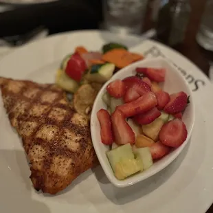 Wood grilled salmon dinner