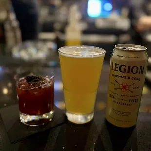 Blackberry Bramble cocktail and Juicy Jay East Coast IPA