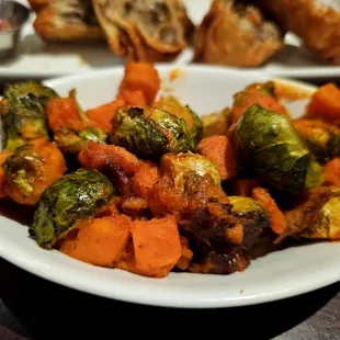 a plate of roasted vegetables