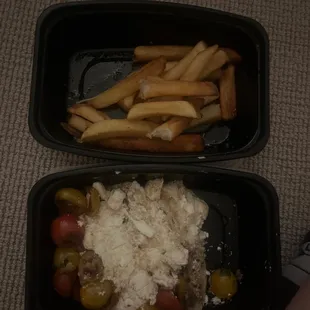 Garlic Parmesan fries and burrata.