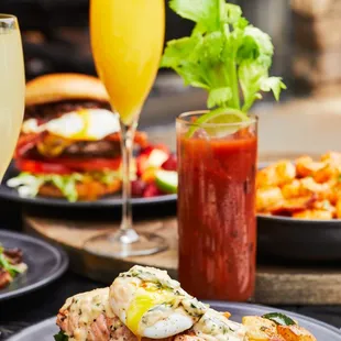 a plate of food and drink