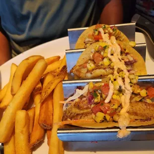 Grilled Fish Tacos and Fries
