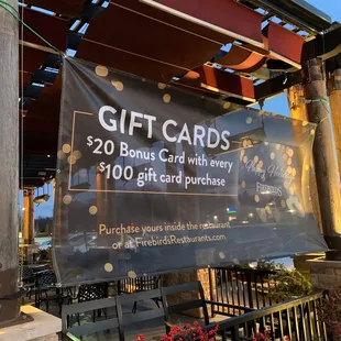 a sign for gift cards