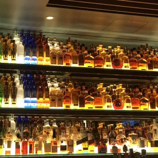 Liquor on the wall behind the bar