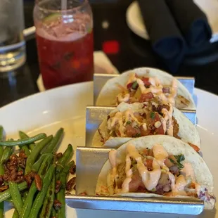 Fish tacos and green beans