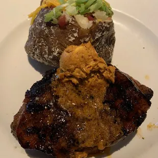 Cajun Ribeye with Loaded Baker Potato