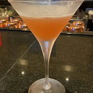 French Martini made to perfection! Chambord, vodka, pineapple juice. Evan is the best!