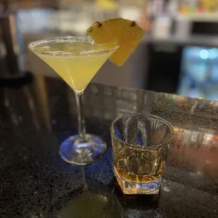 Pineapple martini Bourbon neat