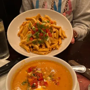 Firebird pasta and chicken tortilla soup