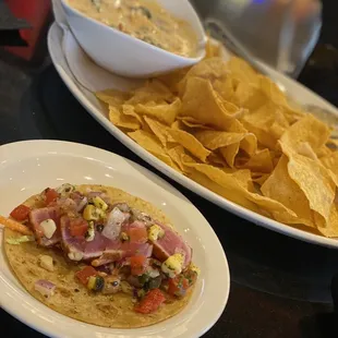 Lobster Queso and Tuna Street Tacos