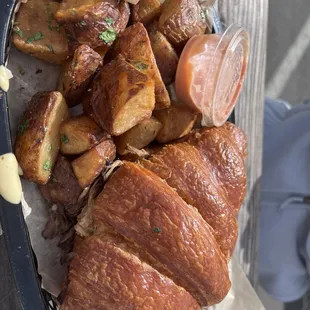 Pulled pork and jam on croissant ( other choice was on a biscuit)