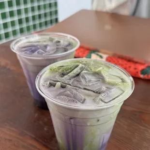 Ube Matcha Lattes