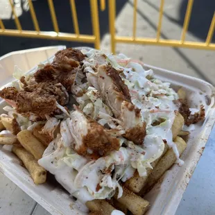 Loaded fries with chicken