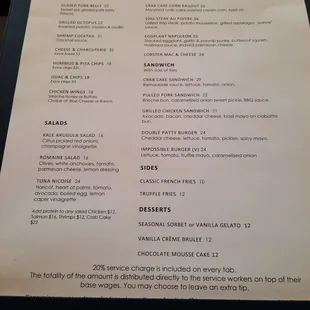 Menu as of 4.26