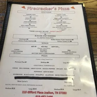 Basic menu.