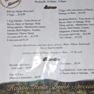 Breakfast menu 2024