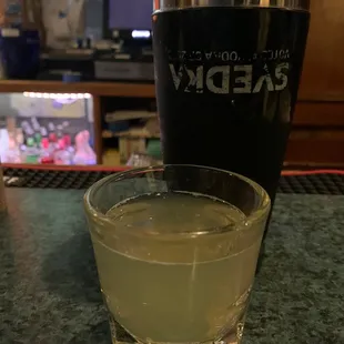 a shot of the drink