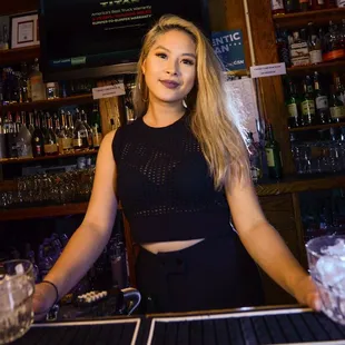 Beautiful bartender and alcohol. How can you go wrong?