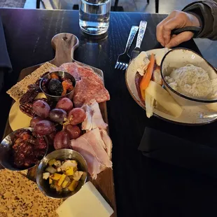 Charcuterie and lemon feta dip