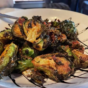 a plate of roasted brussels sprouts