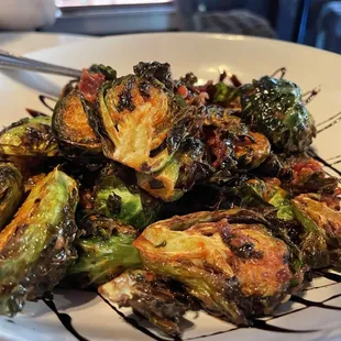 a plate of brussel sprouts