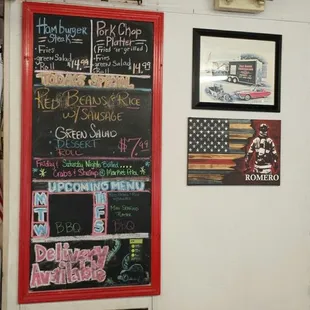 menus on the wall