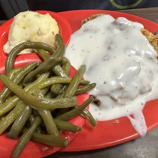 2024 Chicken Fried Chicken, twice baked potatoes, green beans Yum!