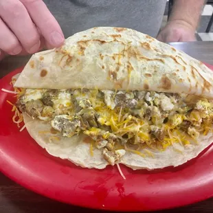 Huge Egg, Cheese, Sausage Breakfast Taco! Perfect!