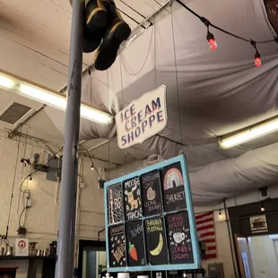 Ice cream and man on fire pole