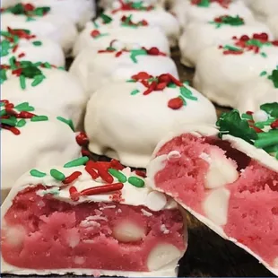 a close up of a christmas cookie