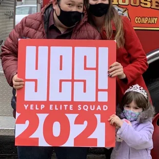 Holding our badge, my handsome boyfriend, me and my cute daughter dressed up since it was her birthday party that day!