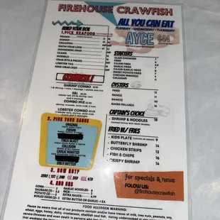 sushi and sashimi, menu