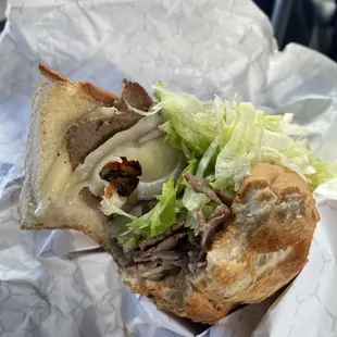 Steak and Cheese "The Works" with Hots and Jalapeños