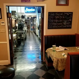 Firehouse Grill embraces a open door policy. You can watch your food being made. We also have an old Boydie's sign from the Good Old days.