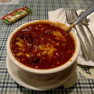 Cup of chili.
