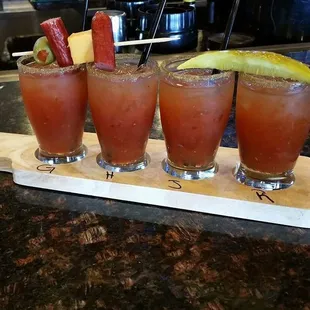 Bloody flight and bourbon beer